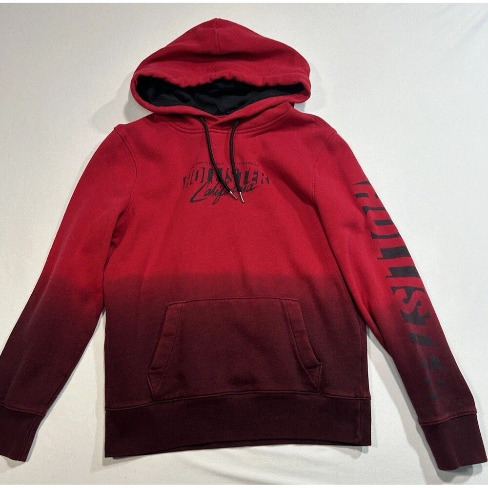 Hollister Red Hoodie Unisex Mens XS or Womens Sweatshirt Sleeve Logo